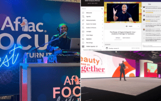 Will Gill in three frames. DJ and Emcee at two live corporate events and DJing virtually