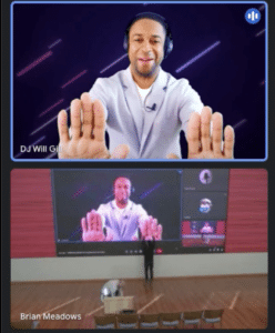 Virtual DJ Will Gill conducting a Virtual Corporate event 