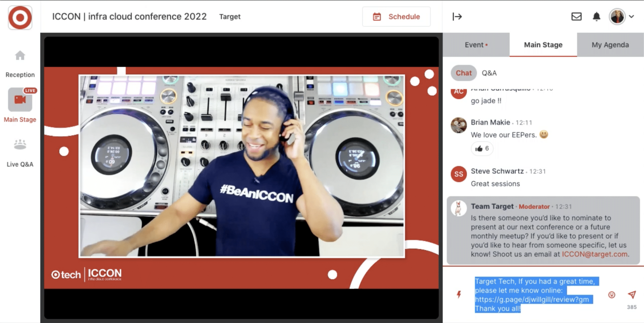 A screengrab of DJ Will Gill conducting a virtual event behind his turntables
