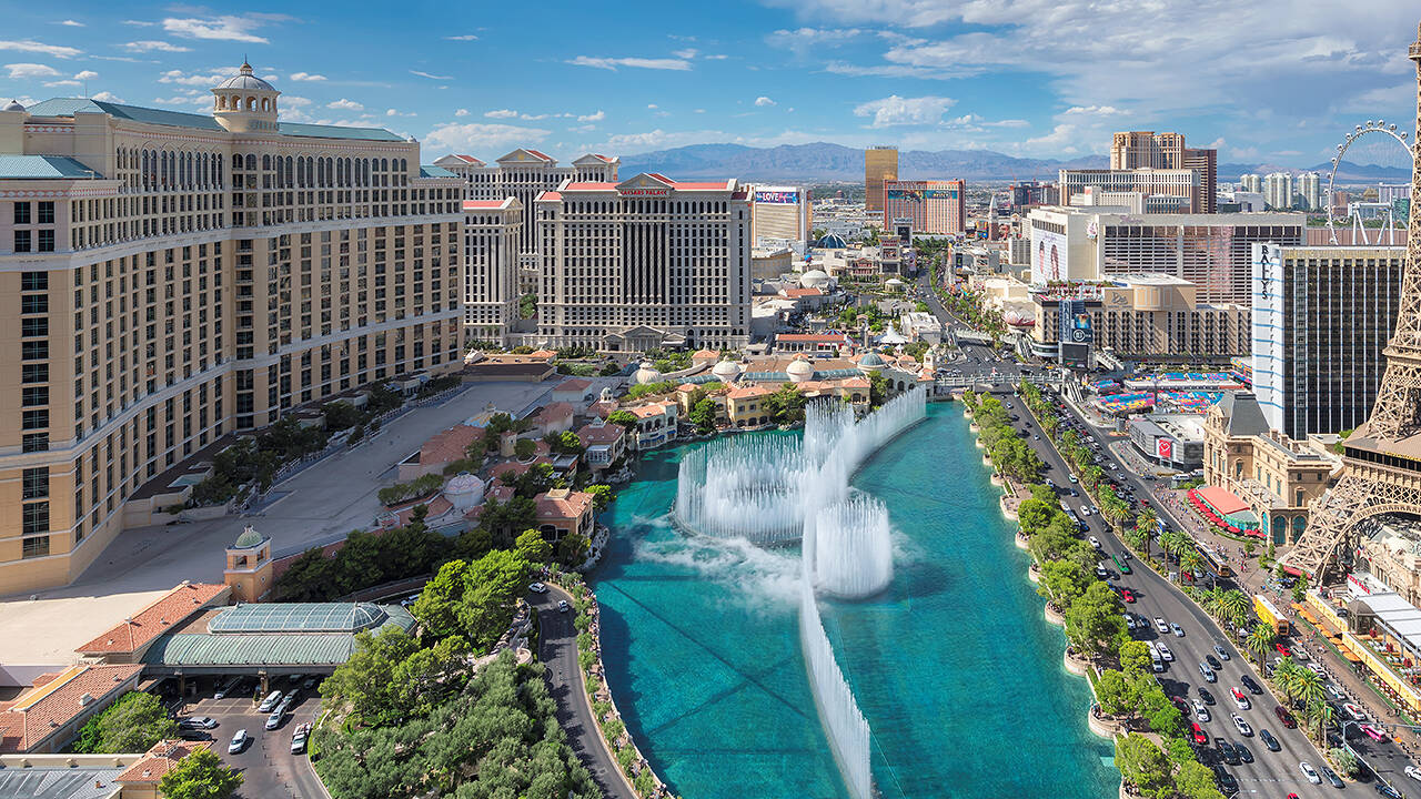 Aeriel view of Las Vegas The Bellagio