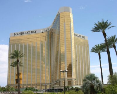 Mandalay Bay building and palm trees