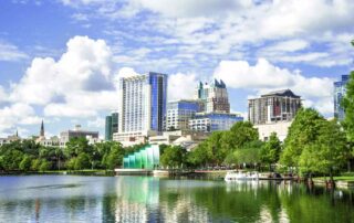 Orlando Florida Buildings, Lake and Trees