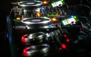 A DJ Mixer full of lights