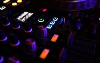 DJ mixer buttons and aesthetic lights