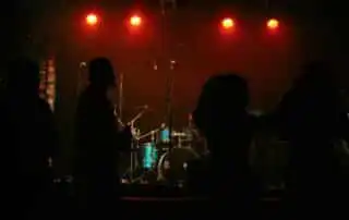 A corporate band performing