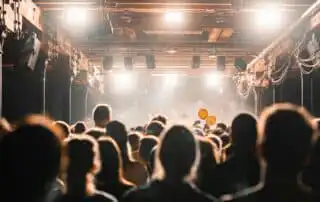 People watching live corporate band