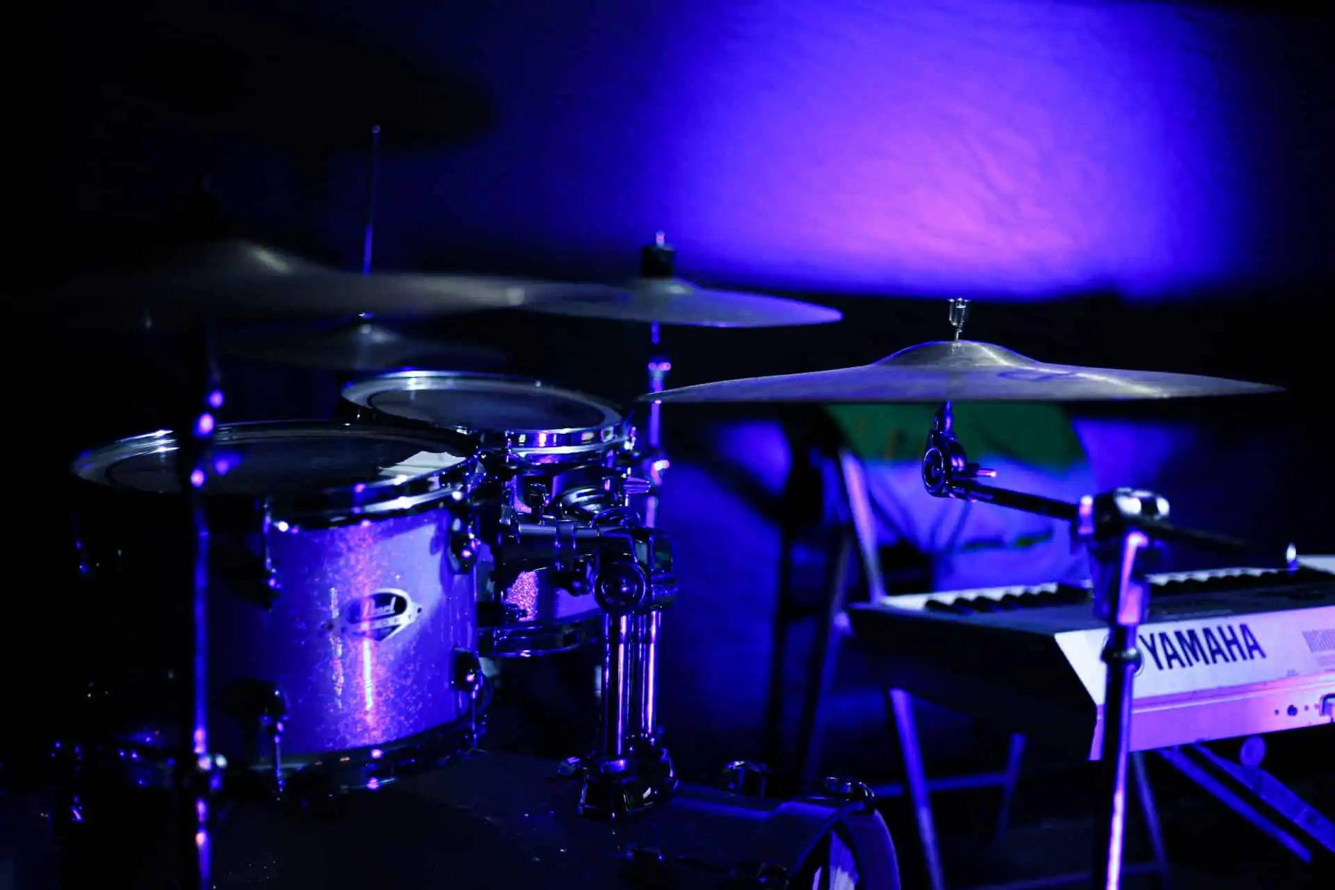 Drum set and piano used by corporate band
