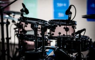 Drums used by bands to perform