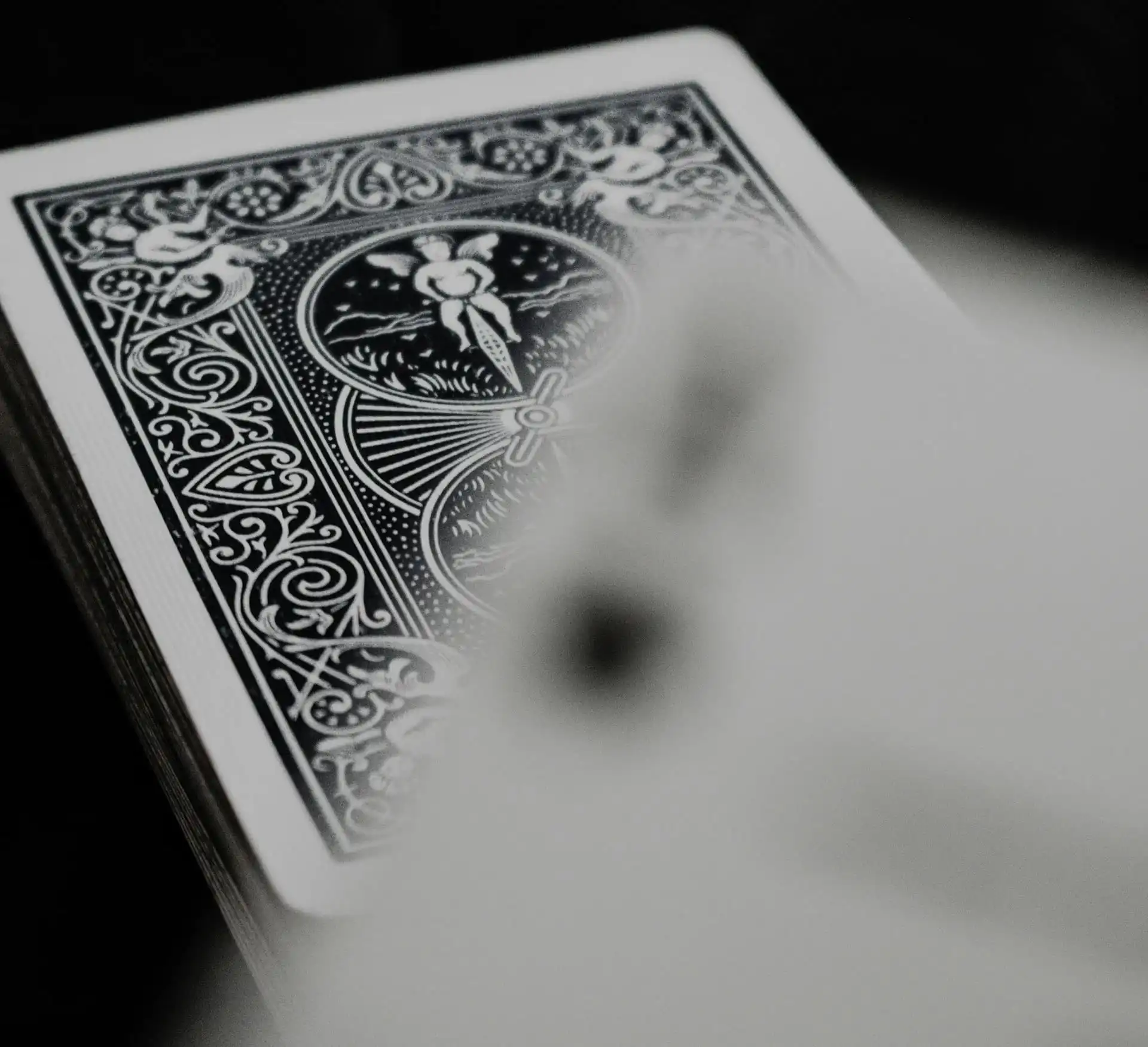 A close-up of a playing card's used by magician for virtual events