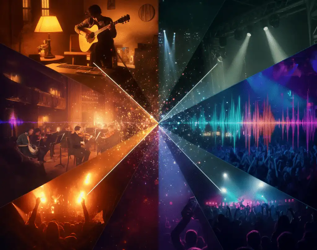 Showcasing diverse musical experiences using different playlists played at events