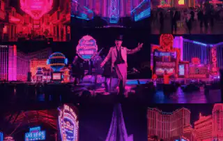 A collage showcasing the entertainment options in Las Vegas