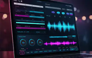 A Laptop showing playlist maker for djs