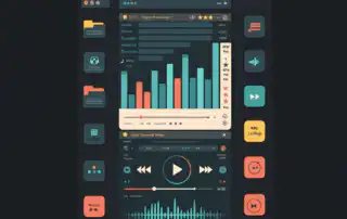 A UI showing organized Curated Songs and a selected track displaying a small waveform with cue markers