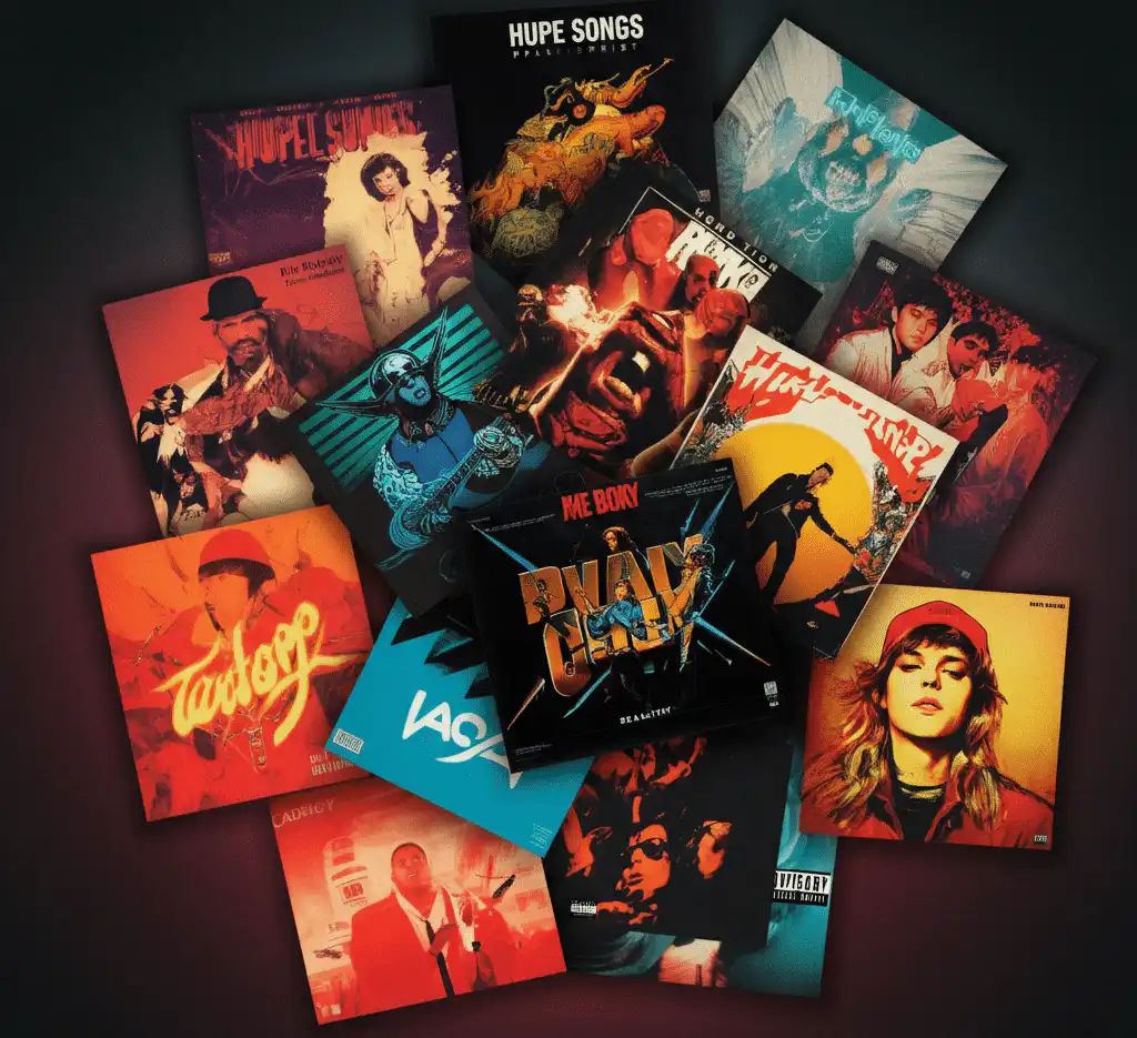 A diverse album covers of hype songs playlist