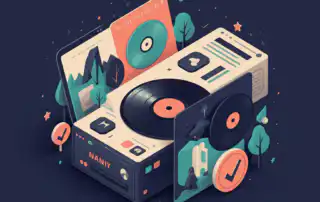 A modern music setup displaying top music playlist curators albums