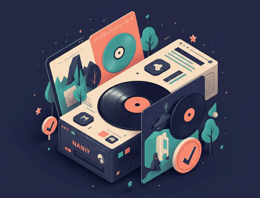 A modern music setup displaying top music playlist curators albums