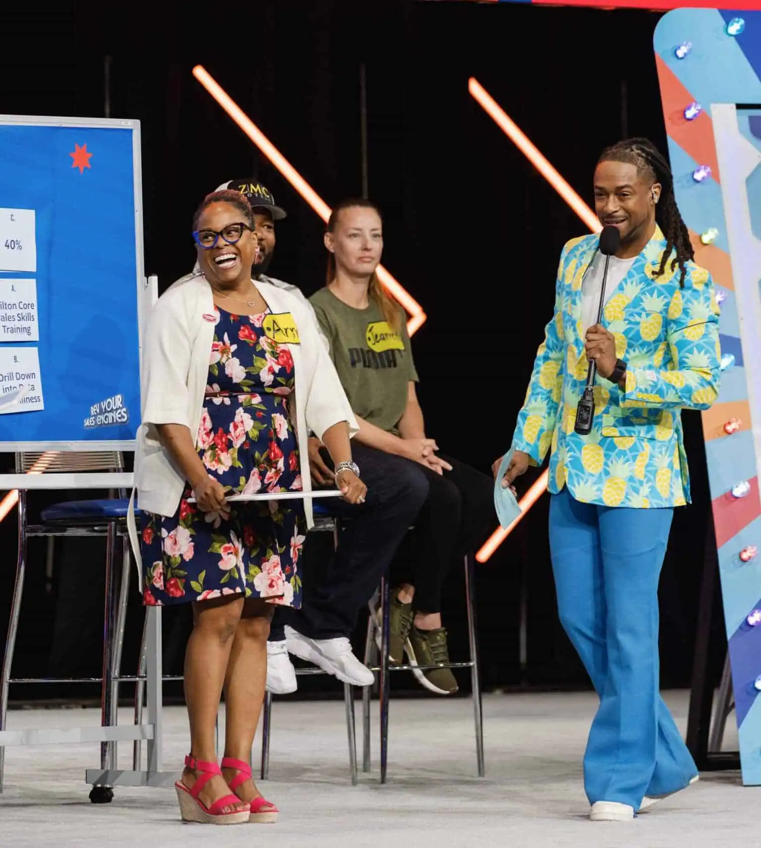 Miami corporate event DJ Will Gill onstage playing the price is right scaled