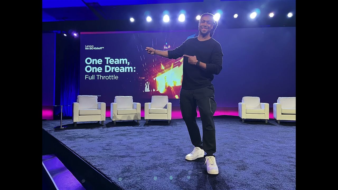 DJ Will Gill on main stage at corporate sales kickoff