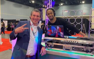 Corporate event DJ Will Gill DJing at a Lenovo event