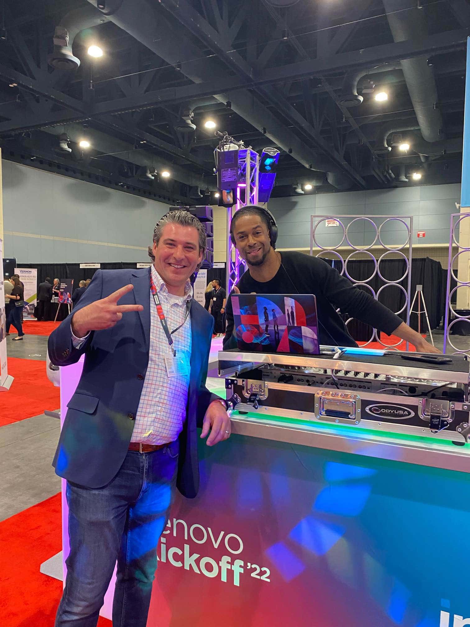 Corporate event DJ Will Gill DJing at a Lenovo event
