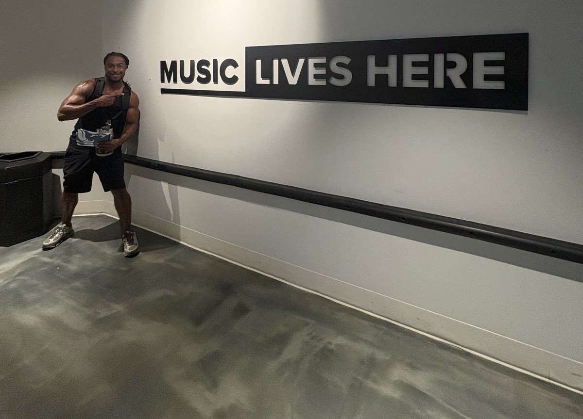 Will Gill backstage at EverBank Stadium in Jacksonville before an event